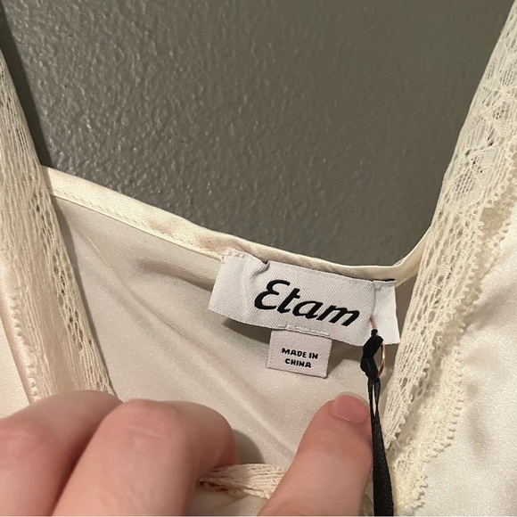 NWT Etam Sz XL Womens Lace Milky 100% Silk Camisole Pajama Lounge Intimates $69! - Picture 9 of 13